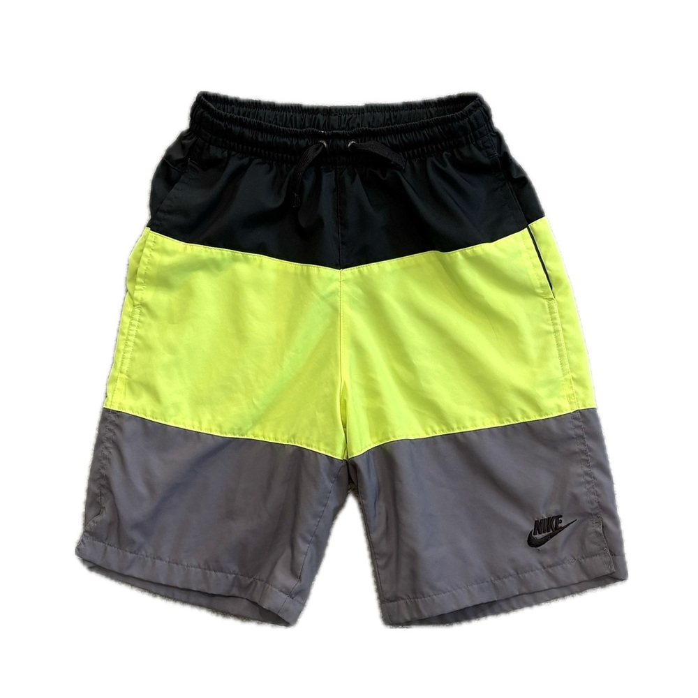Nike Kids Boys Swim Trunks Size Large Neon Color Blocked Striped Board Shorts